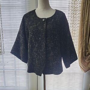 Anne Klein Black and Gold Tweed Jacket